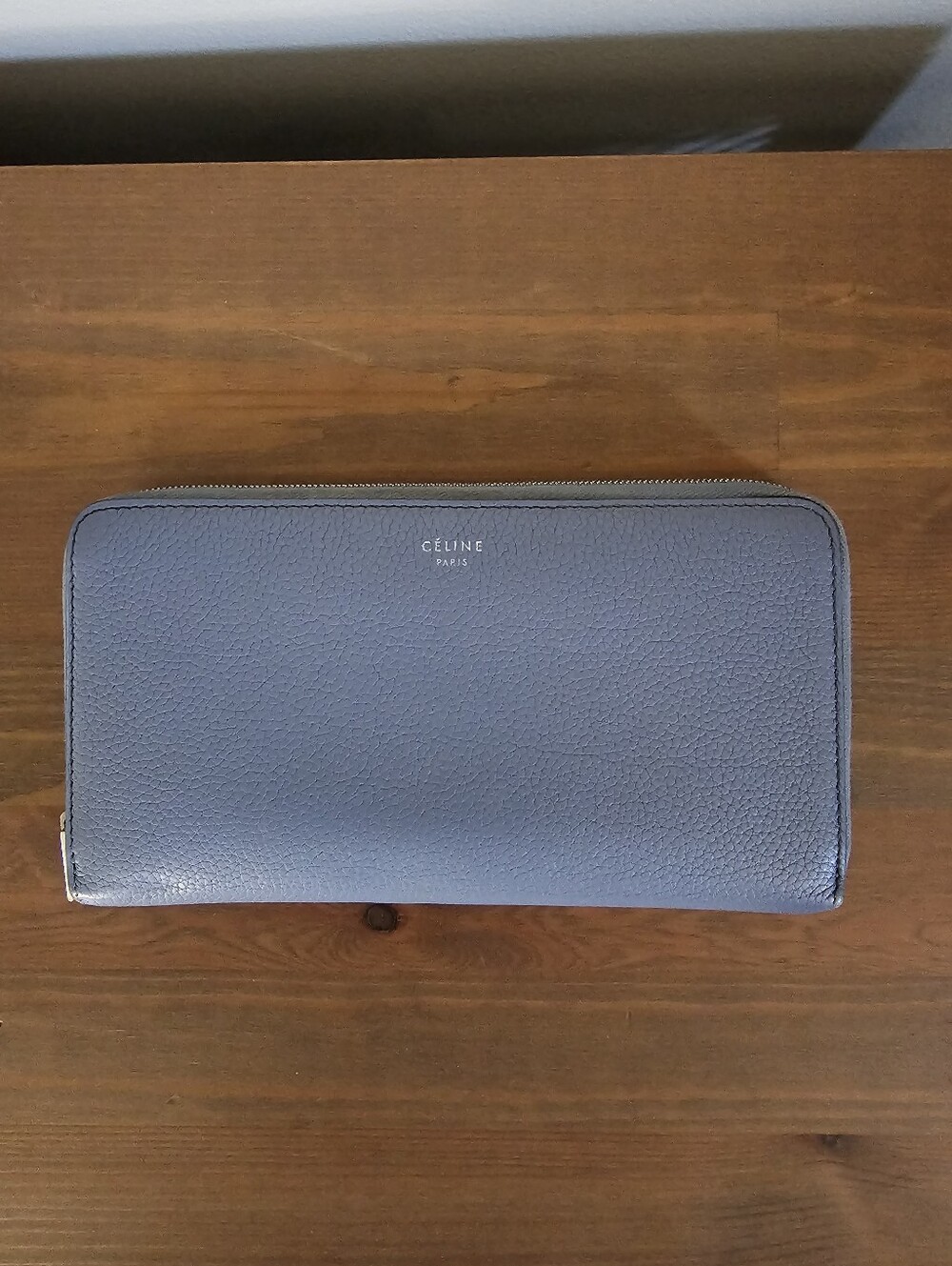 Celine Pebbled Leather Long Zip Wallet
